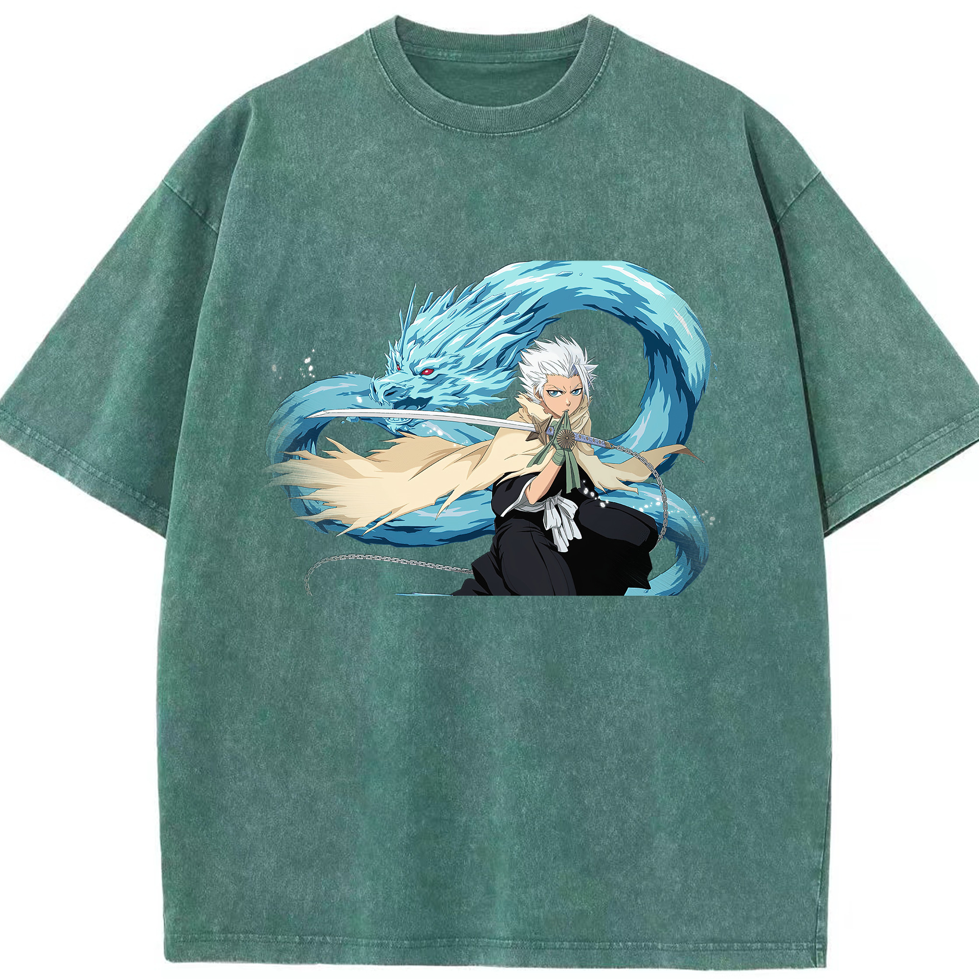 （画像用） ブリーチ 日番谷冬獅郎（ひつがや とうしろう） BLEACH Hitsugaya Toushirou 綿100% ヴィンテージ風 半袖Tシャツ（フロントプリント）